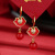 Ear Hook Red Drop Oil Diamond-Embedded Fu Earrings Festive Pearl Earrings Simple Elegant New Year Women's Earrings