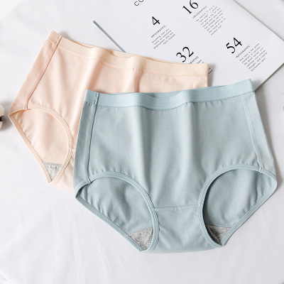 Women's Underwear Cotton Mid Waist Large Size Hip Lifting Briefs Solid Color High Waist Belly Contracting Cotton Seamless Underwear Girls