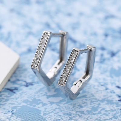 Sterling Silver Simple All-Match Small Ear Ring Women's Korean Temperament Ear Clip Personalized Geometric Earrings