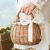 Rattan Basket Handbag Korean Woven Vegetable Basket Cloth Lining Wicker New Women's Bag Ins Same Style Summer Bamboo Woven