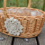 Bamboo Basket Flower Basket Rattan Basket Hand Gift Lace SUNFLOWER Flower Arrangement Flower Blue Hand Handle Woven Basket