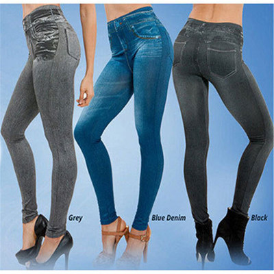 Cross-Border European and American TV Shopping Leggings Stretch Slim-Fit Denim-like Printed Leggings Women's Cropped Skinny Pants