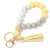 Amazon New Pu Tassel Anti-Lost Key Ring Edible Silicon Beads Bracelet Wooden Bead Bracelet Keychain Bracelet