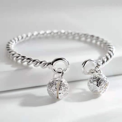 Give Me a Second Thought of Couple Bracelet S925 Sterling Silver Double Court Bell Vintage Bracelet Valentine's Day