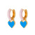 Fashion Colorful Geometric Earrings Simple Alloy Dripping Heart Ear Clip Ins Cold Style Peach Heart Stud Earring Women