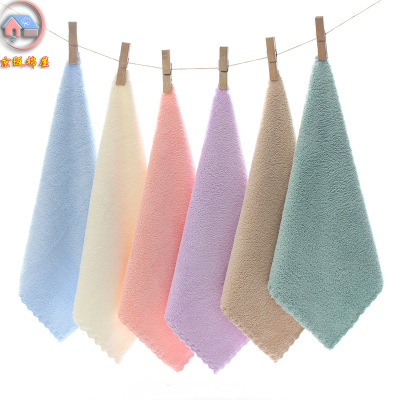 Factory Wholesale Lazy Rag Square Towel Absorbent Coral Fleece Printed Towel Pure Cotton Kitchen Towelette Lint-Free