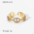 Same Style 18K Gold Copper Inlaid Zirconium Ring Opening Adjustable Fashion New Couple Rings Geometric Ring for Women