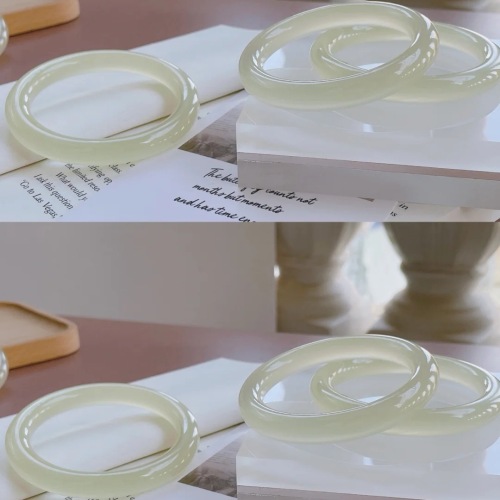 ice blue and white jade bracelet female thin round girl bracelet young afghan jade bracelet non-hetian sheep fat bracelet