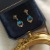 without Piercing Korean Elegant Earrings Minimalistic Water Drops Sapphire Stud Earrings Vintage Earrings for Women