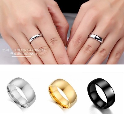 Jewelry 4 6 8mm Arc Glossy Simple Bracelet Stainless Steel Couple Ring European and American Men's Titanium Steel Ring