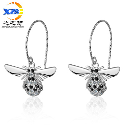 Earrings Women's Korean-Style Fresh Diamond Bee Sweet Short Internet Celebrity Hipster Accessories Ear Hook