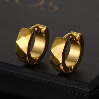 Flower Ear Clip Double-Sided Ear Clip Earrings Finishing Polish Stainless Steel 4*9 Ear Clip Vacuum Plating Ear Ring