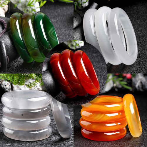 Brazil Natural Red Agate Bracelet White Chalcedony Lychee Jelly Beauty Bracelet Green Agate Bracelet Jade Jade Bracelet