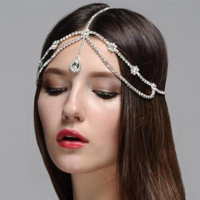 Cross-Border New Arrival Crystal Stylish Water Drop Flower Headband Diamond-Embedded Bridal Ornament Hair Accessories