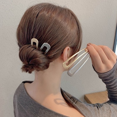 Korean Simple Metal U-Shaped Hair Pin Bun Updo Gadget Instafamous Elegance Modern Hairpin Hairware