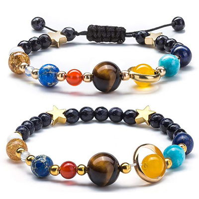 to the Universe Galaxy Solar System Eight Planets Bracelet Guardian Star Starry Sky Agate Stone Beaded Bracelet