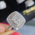 Cao Shi Hot Sale Wedding Bridal Jewelry Rhinestone Square over Zircon Ring Necklace Two-Piece Set Factory Wholesale