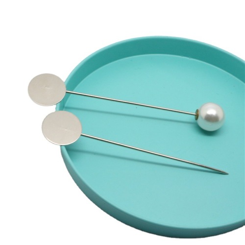 one-word tray stainless steel gold pearl brooch diy handmade material brooch pin factory wholesale