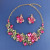 Wedding Decoration Bridal Set Chain Exaggerated Colorful Flower Fully-Jeweled Crystal Necklace Earrings Jewelry Set