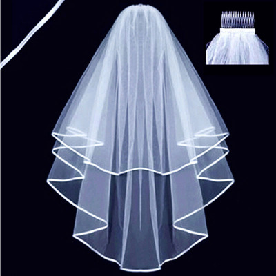 Wholesale Bridal Veil Double-Layer Edging 1.5 Veil Wedding Dress Accessories Wedding Veil Factory in Stock Wholesale