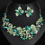 Wedding Decoration Bridal Set Chain Exaggerated Colorful Flower Fully-Jeweled Crystal Necklace Earrings Jewelry Set