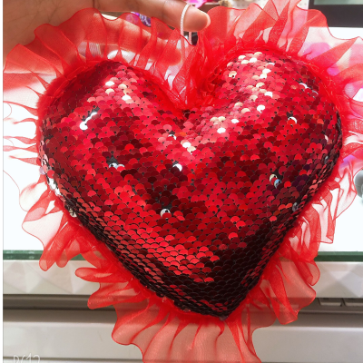 Sequined Love Hair Heart Keychain Pendant Cute Decoration Schoolbag Handbag Pendant Valentine's Day Girls Gift