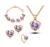 Fashion Crystal Necklace Earrings Crystal Heart-Shaped Four-Piece Set High-End in Stock Wholesale-Heart Words 399