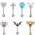 16G the Stainless Steel Rod Micro Inlaid Zircon Mixed Eyebrow Tongue Pin Curved Cartilage Earrings Eyebrow Ring