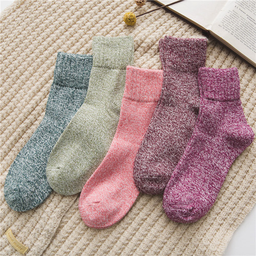 Women‘s Socks Foreign Trade Socks Autumn and Winter Thickened Warm Wool Socks solid Color Parallel Women‘s Socks Medium Tube Wholesale Customized