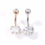 Diamond Four Claw Loving Heart Zircon Belly Ring Medical Stainless Steel Navel Stud Trend Stainless Steel Belly Button