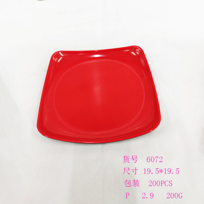 Melamine Tableware Red and Black Square Plate Rice Served with Meat and Vegetables on Top Bowl Imitation Porcelain Dish Plastic Plate Restaurant Hotel Commercial Plate