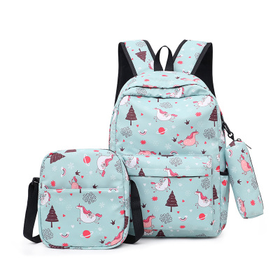 New Cross-Border Backpack Unicorn Outdoor Leisure Backpack Female High School Student Schoolbag Three-Piece Set