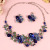 Wedding Decoration Bridal Set Chain Exaggerated Colorful Flower Fully-Jeweled Crystal Necklace Earrings Jewelry Set