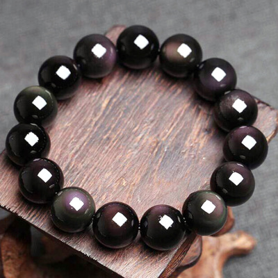 [Send Certificate] Natural Rainbow Eye Obsidian Bracelet for Men and Women