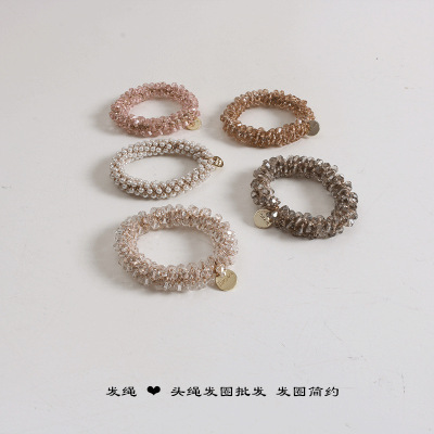 Series Colorful Crystal Hair Rope Ins Style Pearl Headband Hair Ring Wholesale Korean Style I Cute New Hair Ring Simple