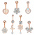 Cross-Border E-Commerce New Zircon Navel Ring Navel Stud Piercing Jewelry Online Wholesale