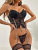 2022 European and American AliExpress Sexy New Women's Clothing Push up Lace See-through Sexy Three-Piece Set