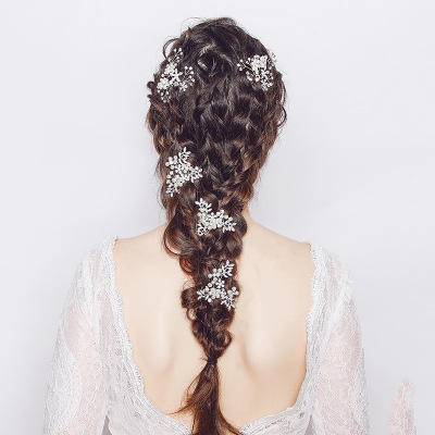 Miallo Simple Graceful Bridal Hairpin Exquisite Hand-Woven Pin Pearl Rhinestone Wedding Dress Headdress