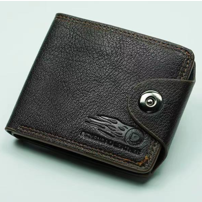 Multiple Card Slots Men's Casual Wallet Short Magnetic Snap Double-Line Wallet