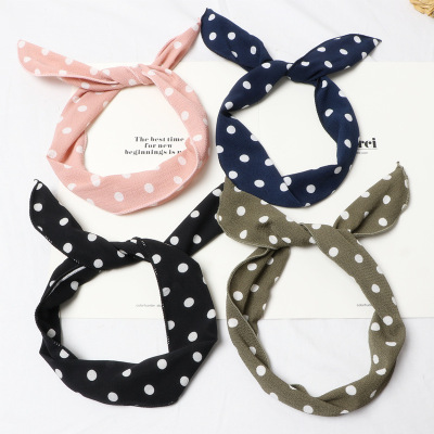 Summer New Korean Style Hair Band Paris Beads Washbasin Hair Tie Hair Band Girly Simplicity Polka Dot Headband