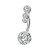Stainless Steel Zircon Color Copper Clip Zircon Heart-Shaped Special Mining Belly Ring Navel Decoration Piercing Jewelry