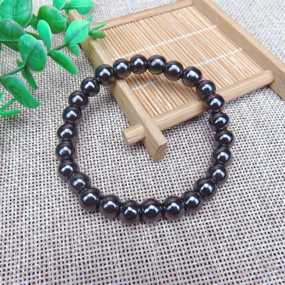 Trade Fair Hot Sale Jewelry Magnetic Black Gall Stone Bracelet Men and Women 8mm round Beads Magnetic Material Bracelet