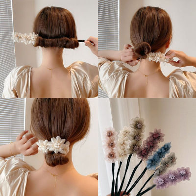 2021 New Hair Band Female Flower Bun Lazy Updo Gadget Internet Influencer Pearl Korean Headdress Hair Accessories