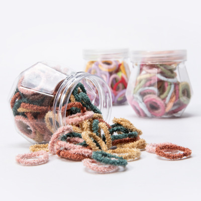 Style Children Headwear Hair Rope 100 Canned Wool Coil Color Ring Minimalist Basic Coffee Color Series Rubber Band