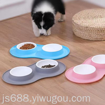 Double Bowl Pet Feeder Water Fountain Cat Basin Dog Bowl Cat Bowl Cat Supplies