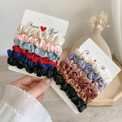 Amazon Hair Ring 6 Pack Silk-like Satin Small French Retro Ins Large Intestine Hair Ring Female Fabric