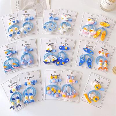 Cartoon Hair Band Cute Marine Life Girl Baby Hair Friendly String High Elastic Rubber Band Korean Hair Accessories