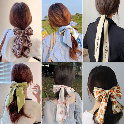 2022 New Korean Style Scarf Hair Band Summer Thin Wholesale Hair Accessories Girls Hair Tie Hair Rope Ribbon Headdress