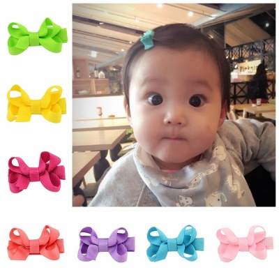 615 Amazon Barrettes Korean Children's Bow Solid Color Side Clip Ornament Japanese and Korean Hairpin