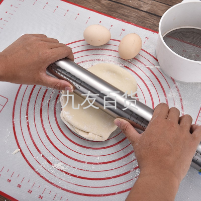 Cross Mirror Spot 17-Inch Stainless Steel Adjustable Thickness Rolling Pin Scale Rolling Pin Surface Leather Kneading Tool